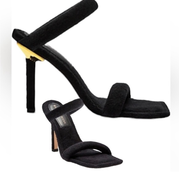 NIB GOOD AMERICAN Black Terry Ankle Wrap Sandals Size 9 - Picture 1 of 5